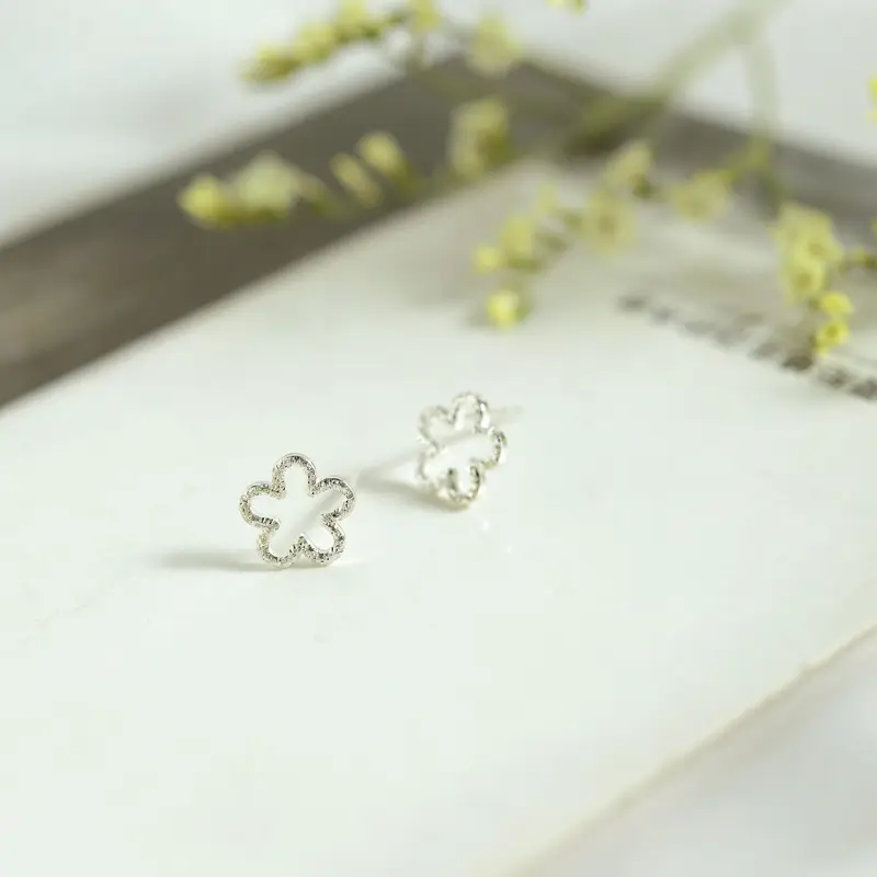 S925 Silver Hollow Flower Earrings for Women
