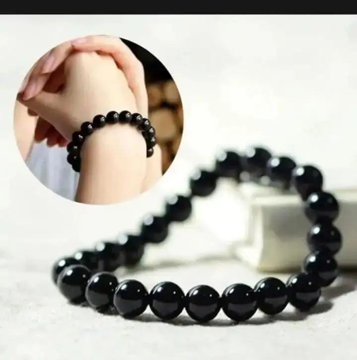 Black Pearl Beaded Bracelet for Women Men