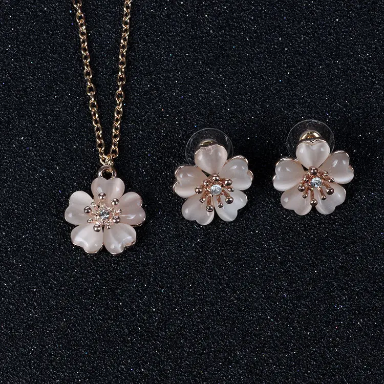 Opal Cherry Blossom Jewelry Set for Pakistani Brides