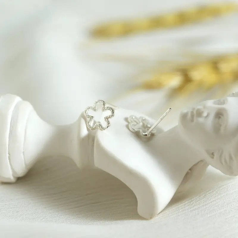 S925 Silver Hollow Flower Earrings for Women